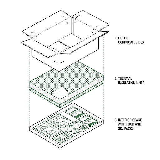 Exploded view of the Congo Fresh cold-chain packaging system