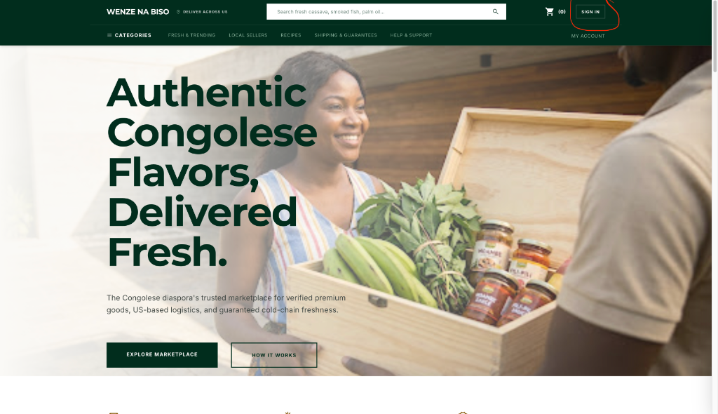 Step 1: Sign in header button