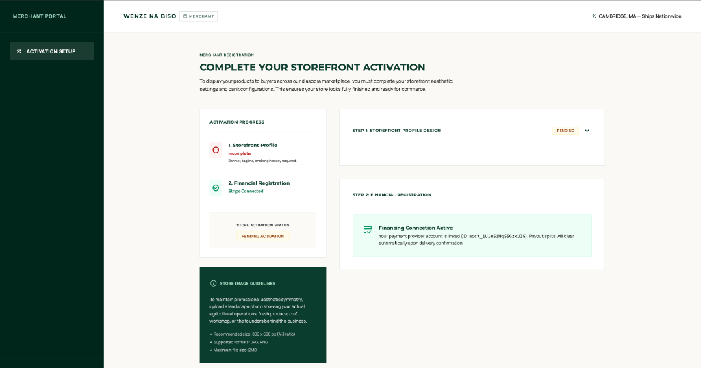 Step 4: Filling out merchant profile